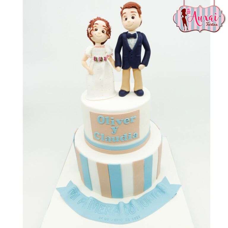 Tarta de comunión niño y niña hermanos