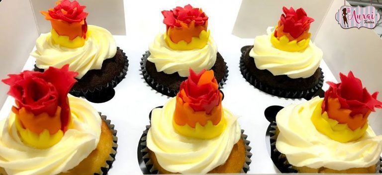 Cupcakes llamas bomberos