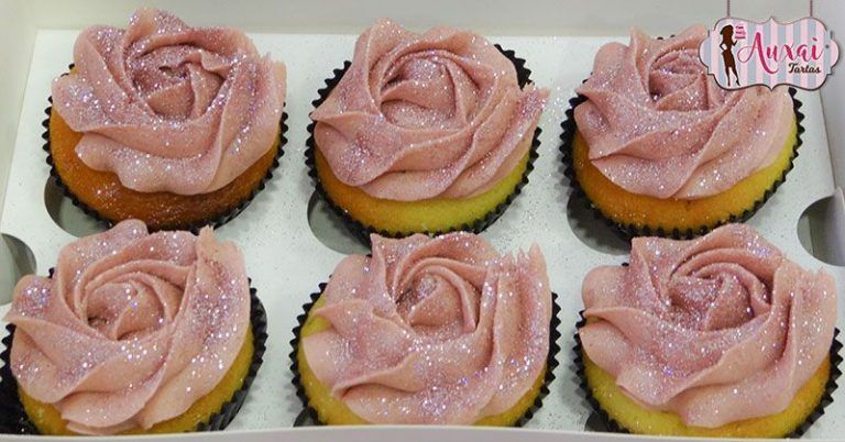 Cupcakes rosa con purpurina