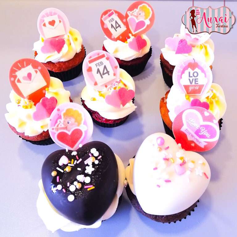 Cupcakes corazón de chocolate San Valentín