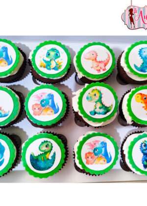 Cupcakes dinosaurios papel de azúcar