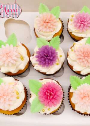 Cupcakes flores de papel de arroz
