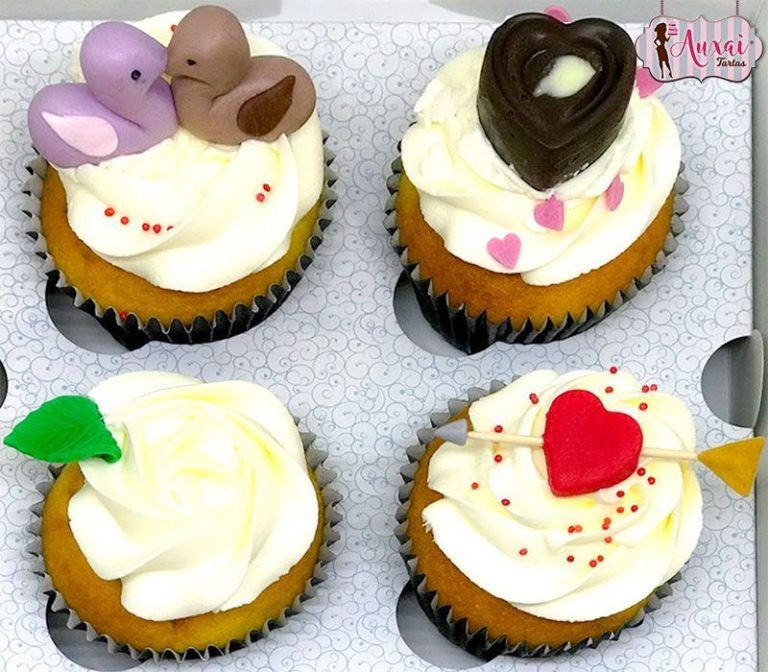 Cupcakes con motivos de San Valentín