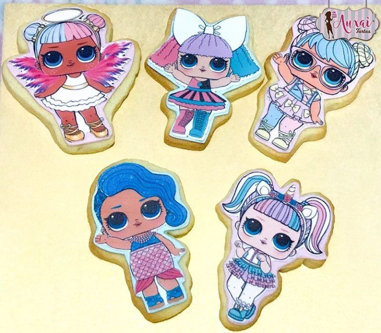 Galletas muñecas LOL en papel de azúcar
