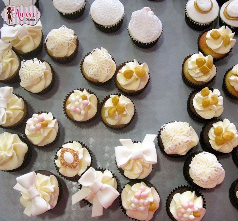 Cupcakes oro, rosa y blanco