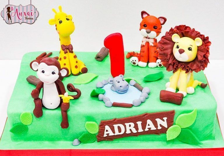 Tarta animales de la selva 1 año