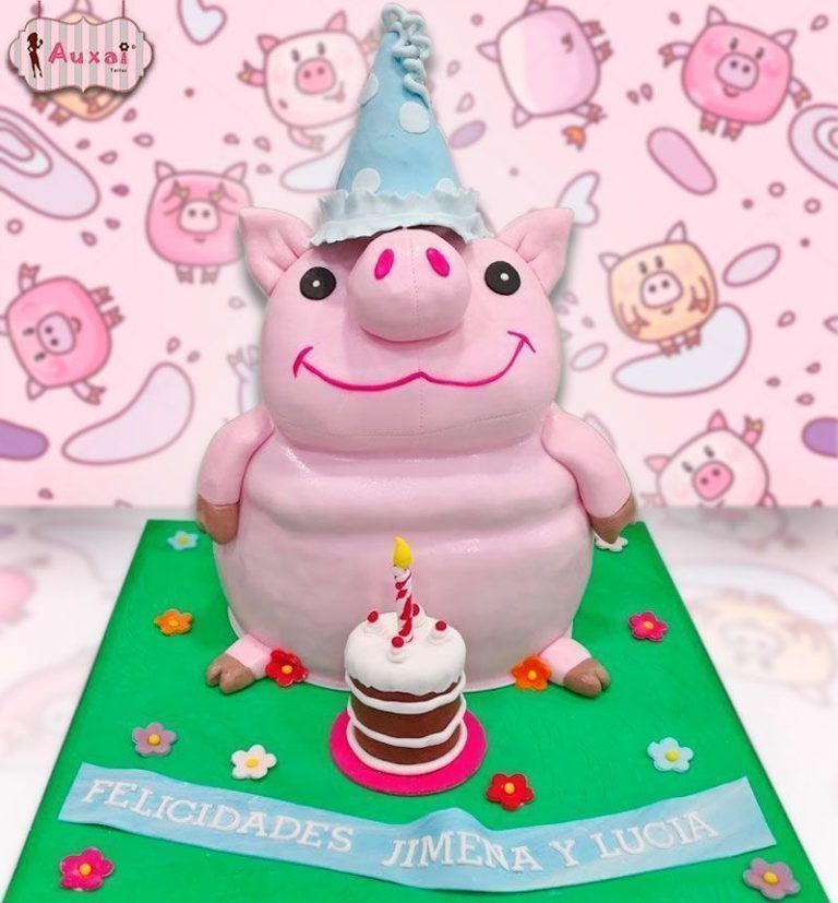 Tarta 3D cerdito de peluche
