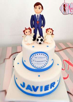 Tarta comunión niño con angelitos