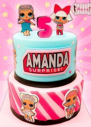 Tarta papel de azúcar muñecas LOL