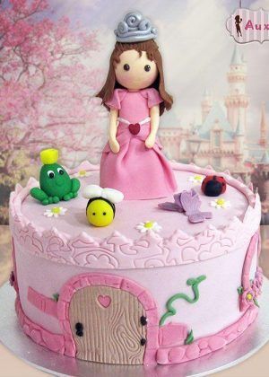 Tarta princesa rosa castillo