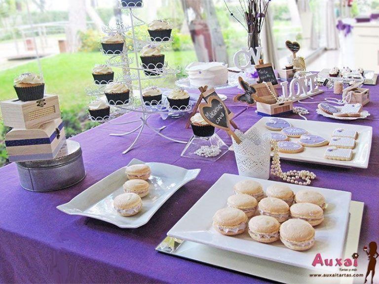 Mesa dulce boda tonos lila