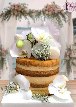 Tarta naked con orquídeas sin fondant
