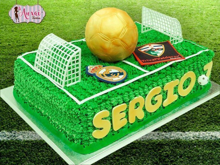 Tarta campo de fútbol sin fondant