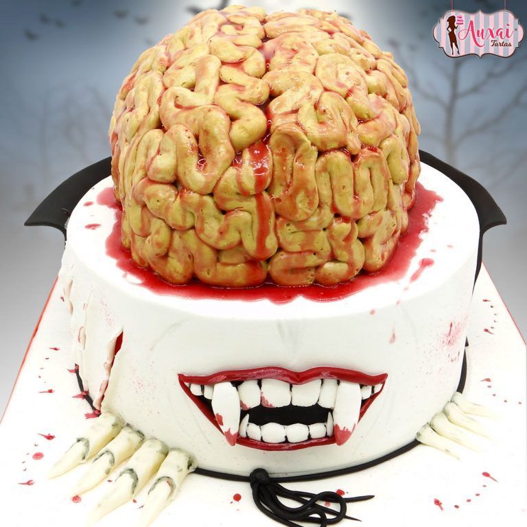Tarta Halloween cerebro realista