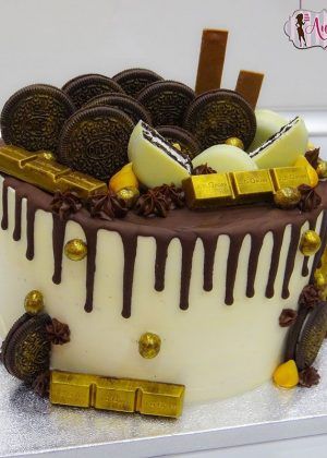 Tarta drip cake chocolate y oro sin fondant pastel personalizado Madrid