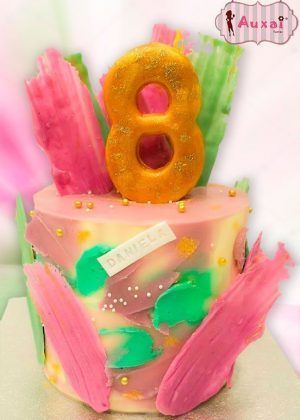 Tarta infantil crema y chocolate sin fondant pastel personalizado Madrid