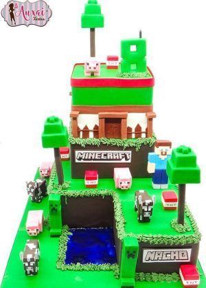 Tarta Minecraft Videojuego y personajes
