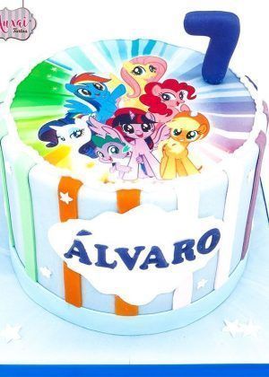 Tarta My Little Pony papel azúcar personalizada para celebraciones mágicas - Diseño profesional con papel comestible