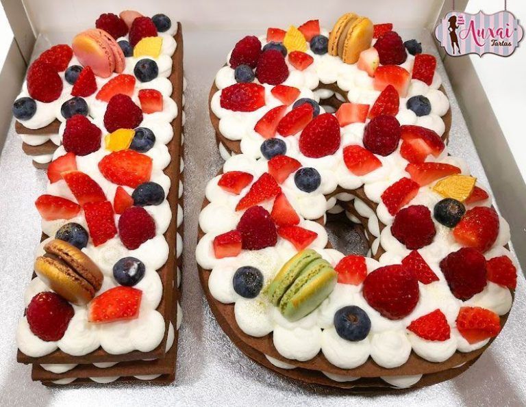 Tarta de números  - 18 - macarons - sin fondant