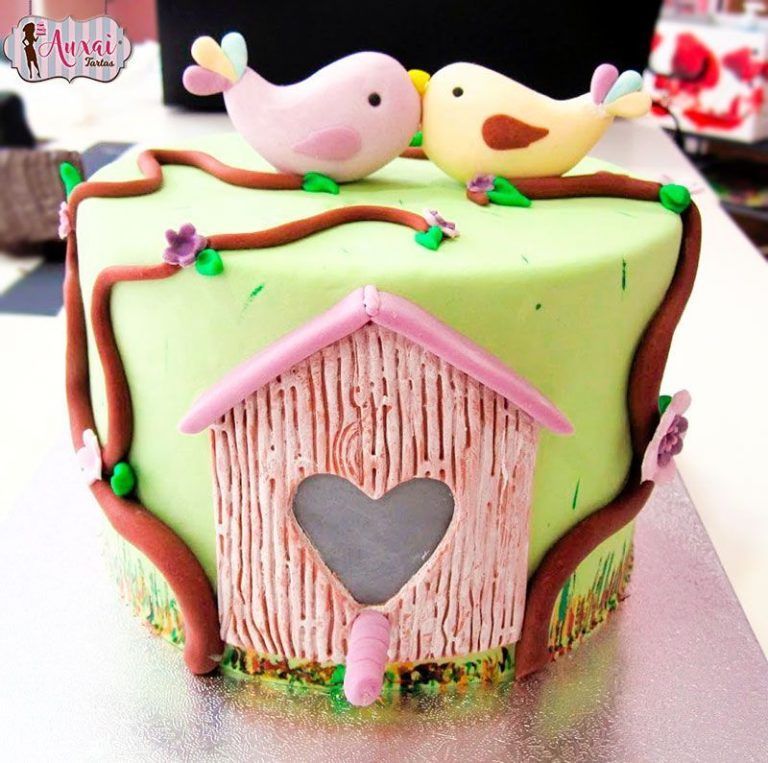 Tarta pájaritos de San Valentín