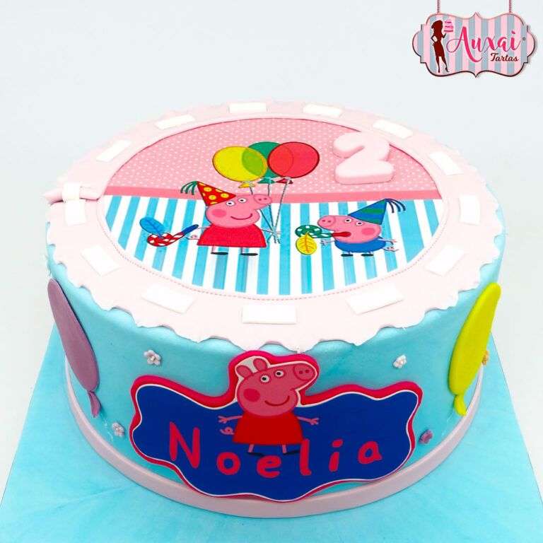 Tarta papel de azúcar Peppa Pig y su familia