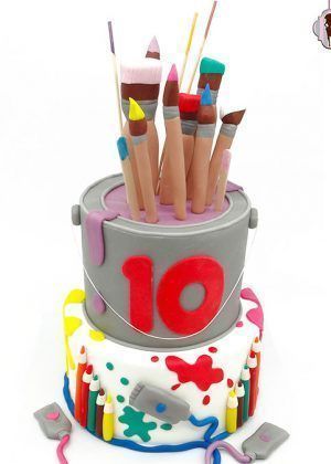 Tarta pintura pinceles