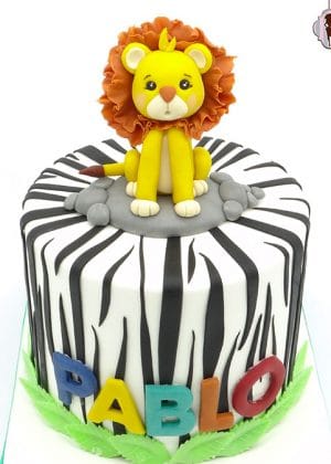 Tarta animales león bebe