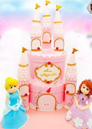 Tarta castillo princesas rosa