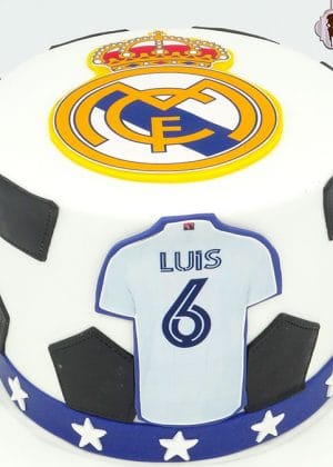 Tarta fútbol Real Madrid sencilla