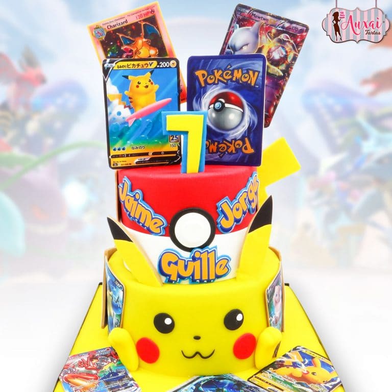 Tarta Pikachu cartas Pokemon