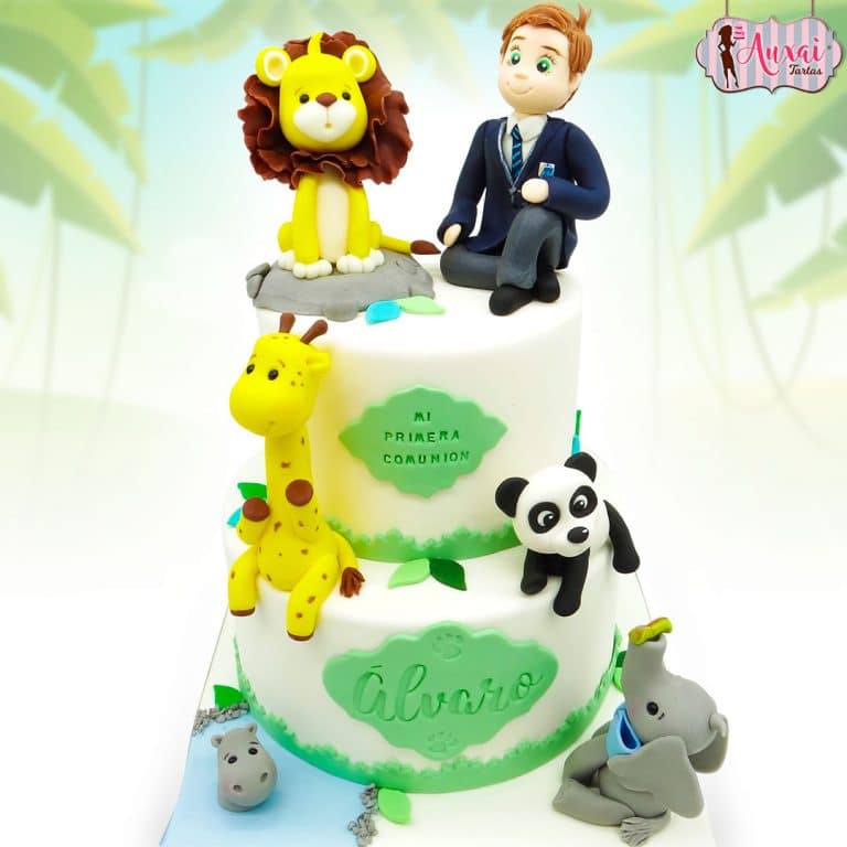 Tarta de Comunión Animales de la Selva
