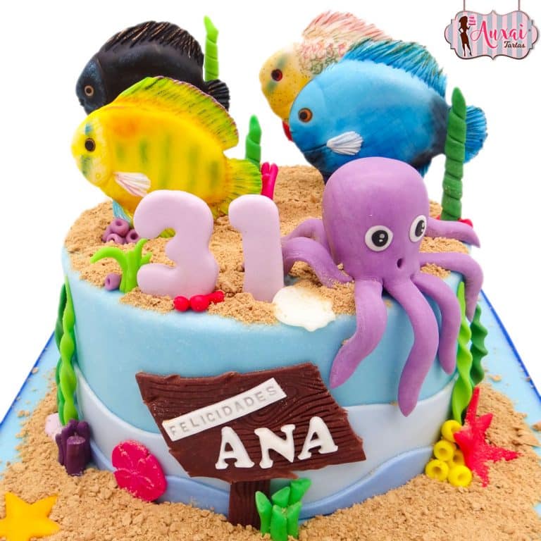 Tarta marina peces y pulpo