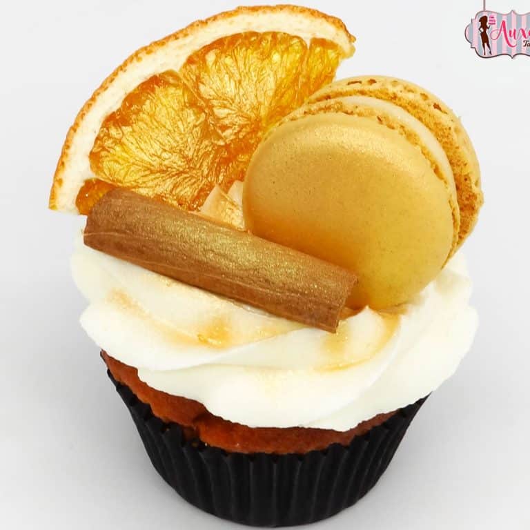 Cupcake macaron canela y naranja