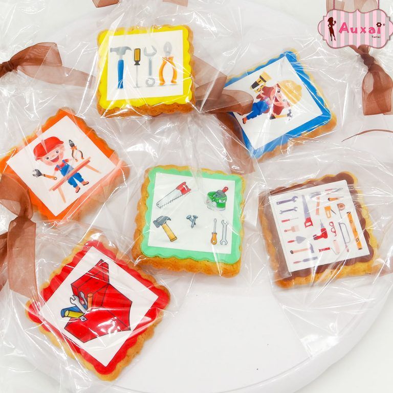Galletas personalizadas cuadradas de construcción