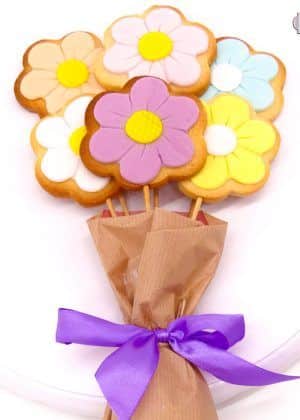 Galletas ramos de flores con palo
