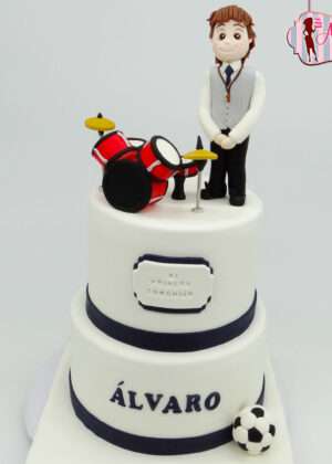 tarta batería, tarta musical de comunión, tarta primera comunión batería