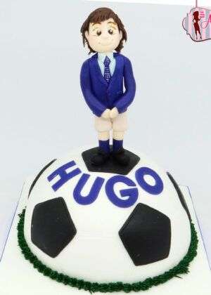 Tarta comunión medio balón fútbol
