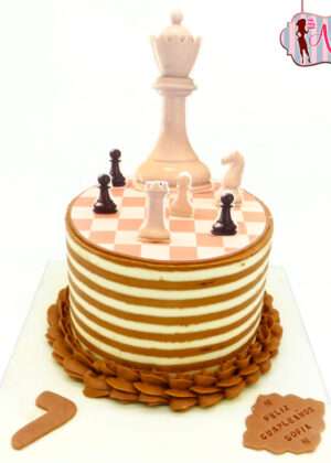 Tarta ajedrez papel de azúcar