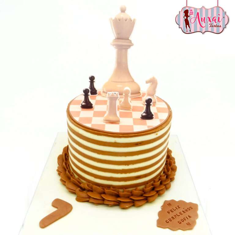 Tarta ajedrez papel de azúcar