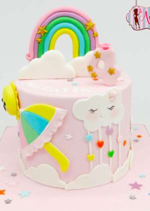 Tarta arcoiris y nubes
