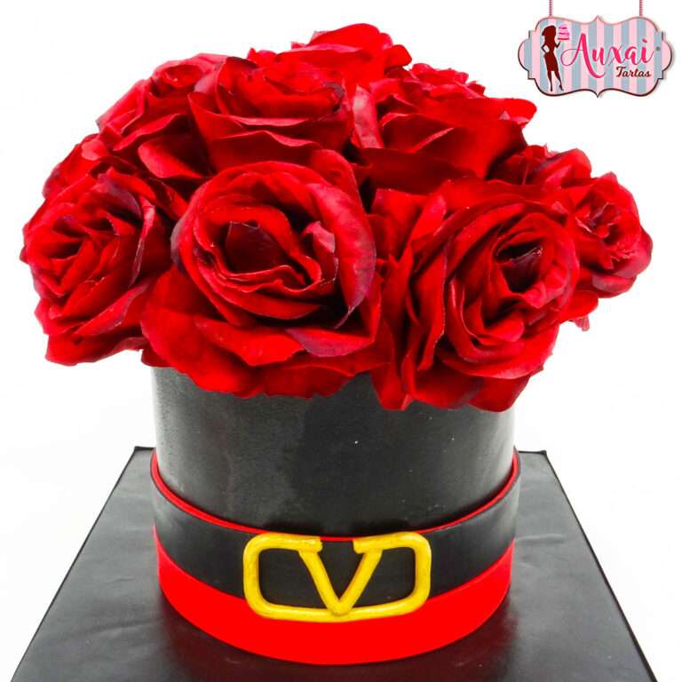 Tarta caja de rosas
