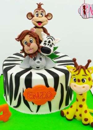 Tarta cebra animales de la selva