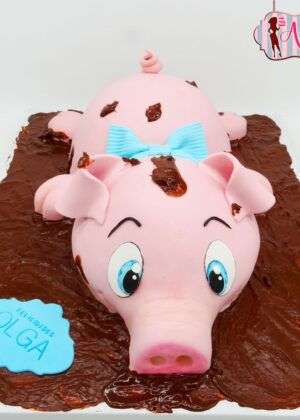 Tarta animales cerdito 3D