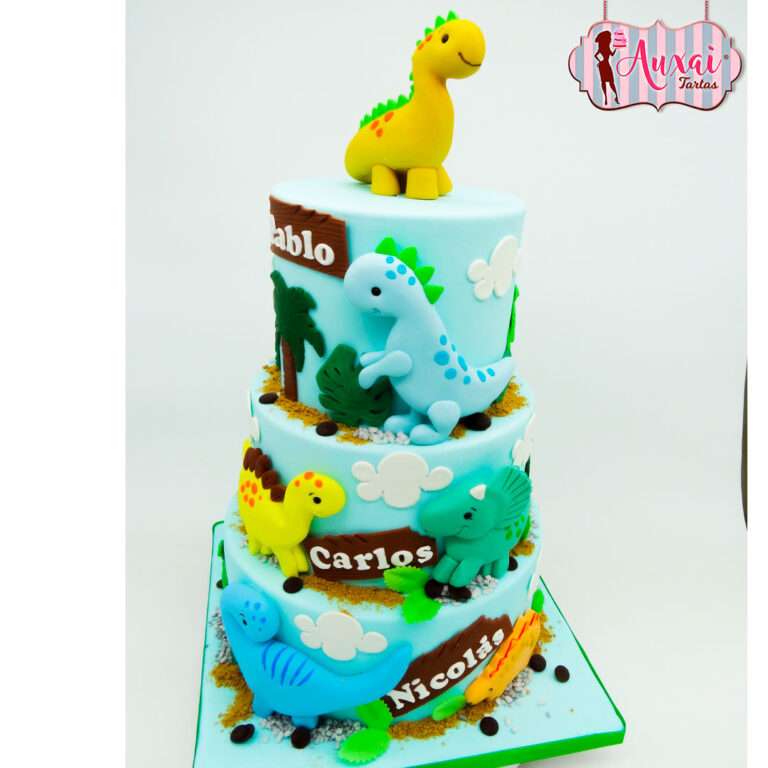 Tarta dinosaurios bebés 3 pisos