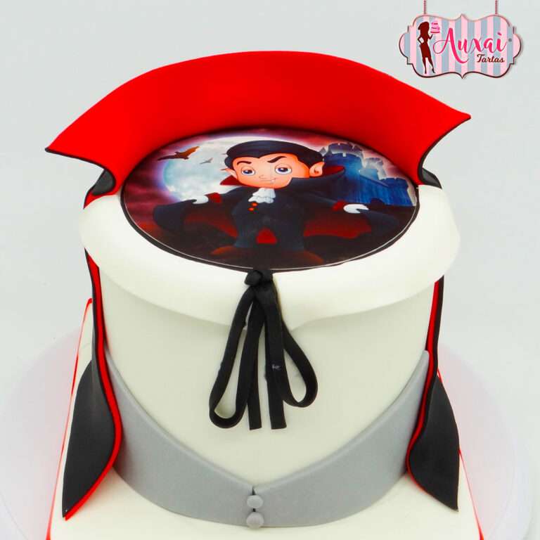 Tarta halloween vampiro papel de azúcar