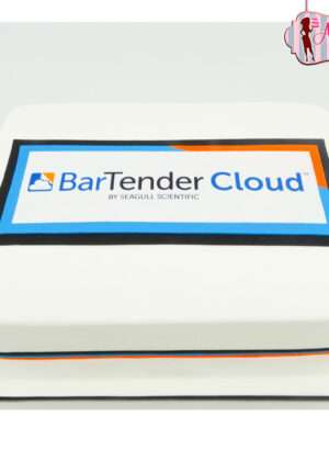 Tarta personalizada con logo de empresa impreso en papel de azúcar comestible - Decoración elegante en fondant para eventos corporativos