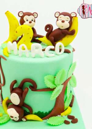 Tarta monos animales de la selva