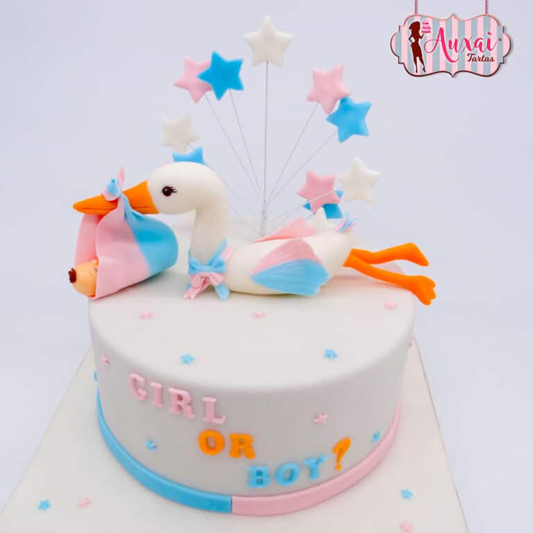Tarta gender reveal cigüeña