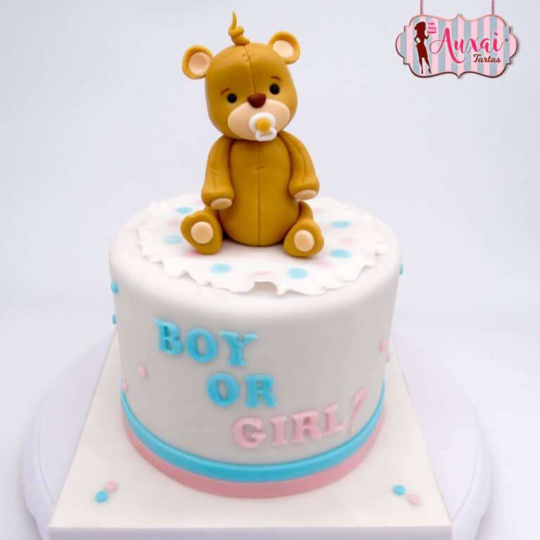 Tarta gender reveal oso