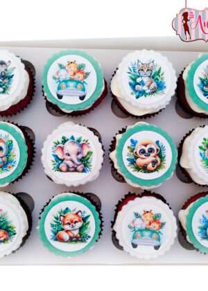 Cupcakes animales de la selva papel de azúcar